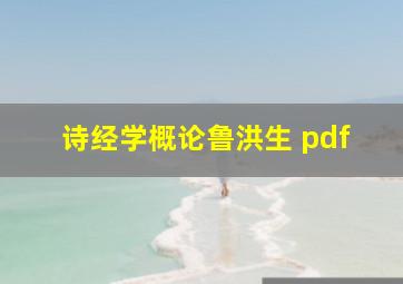 诗经学概论鲁洪生 pdf